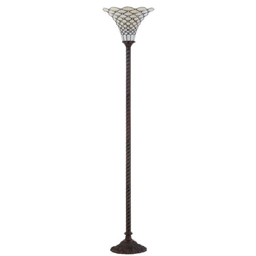 White Tiffany Style 70" Torchiere LED Floor Lamp - JONATHAN Y